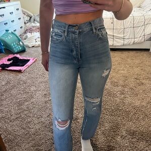 Women's Light Blue Distressed Jeans